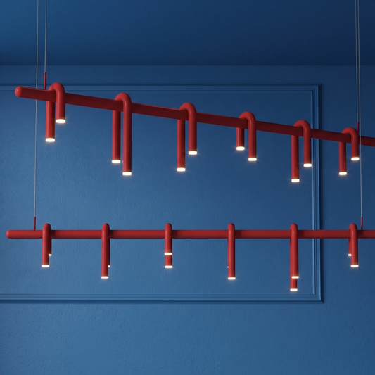 plafonnier rouge barre
