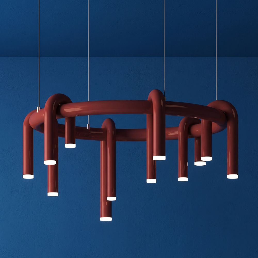 plafonnier rond rouge