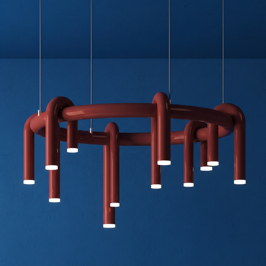 plafonnier rond rouge