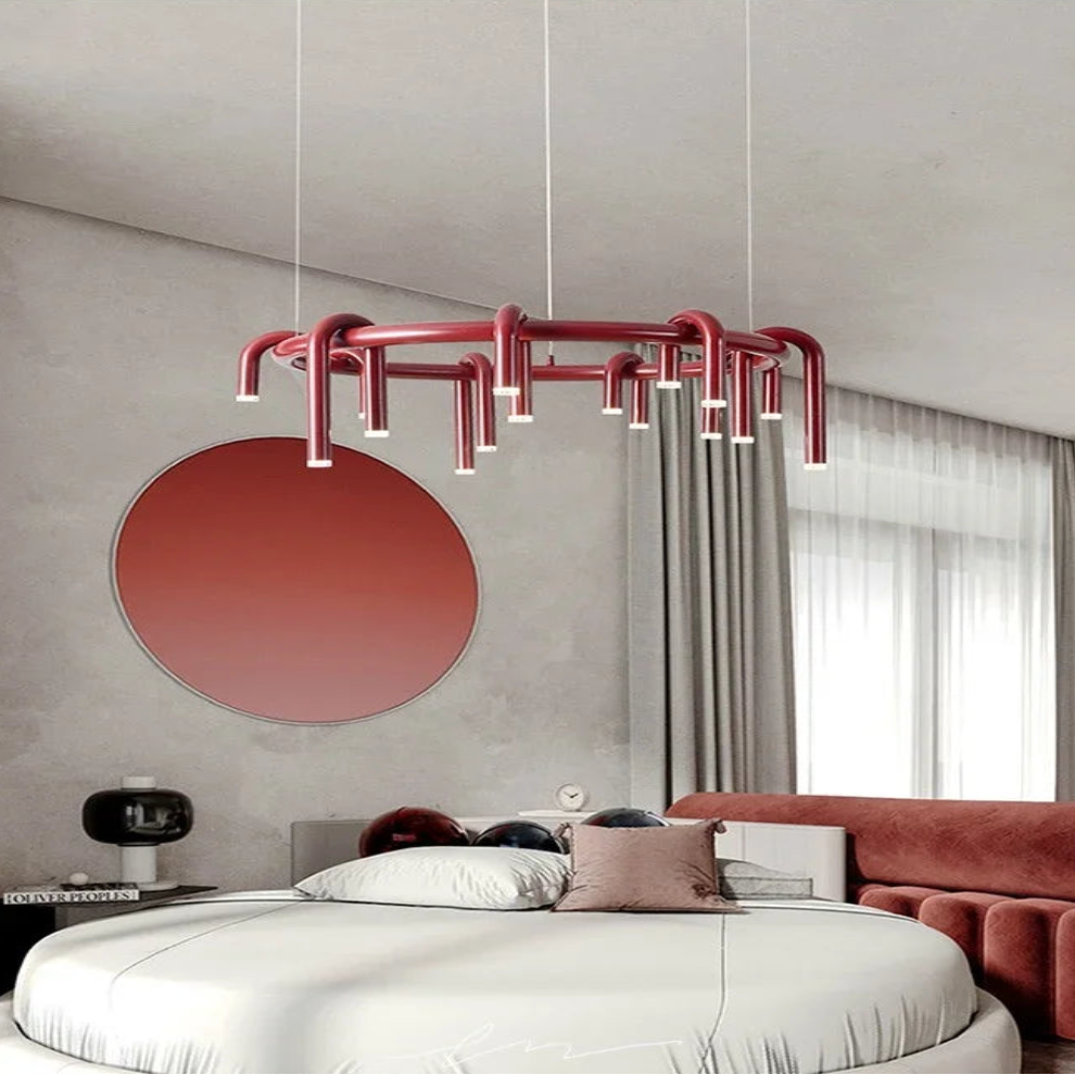 plafonnier rond rouge