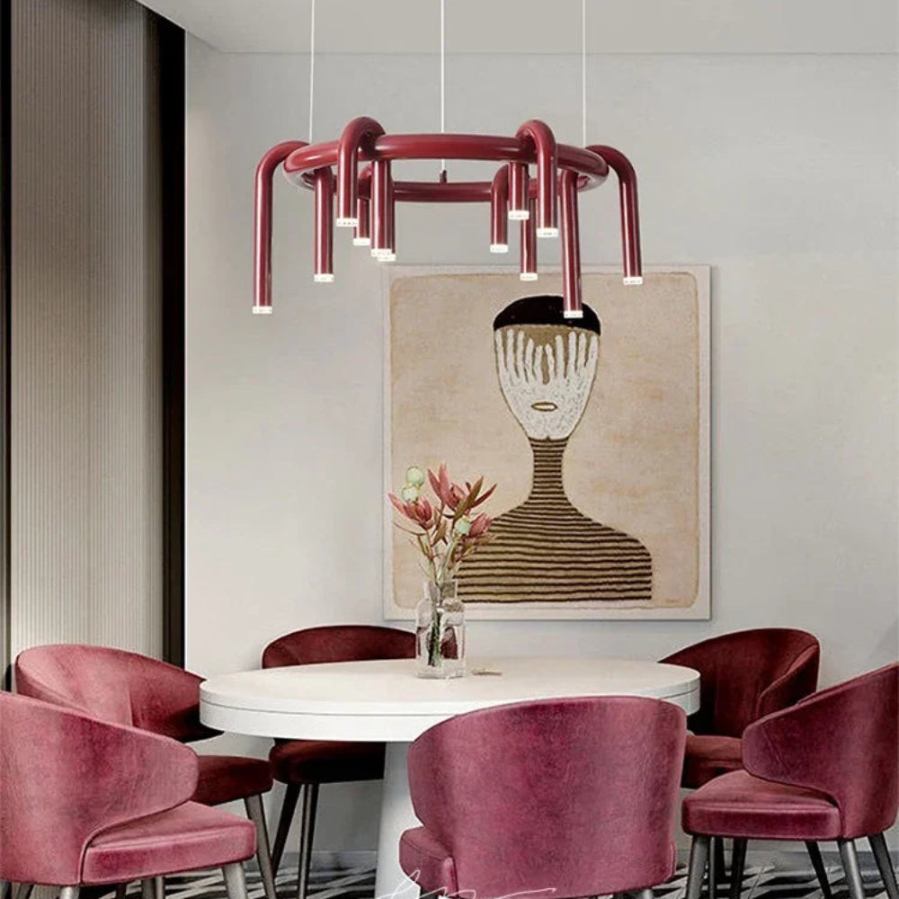 plafonnier rond rouge