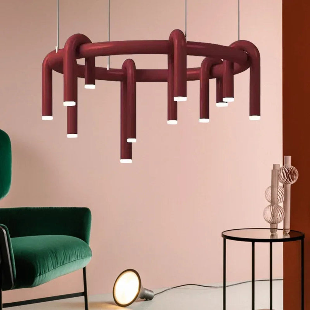 plafonnier rond rouge